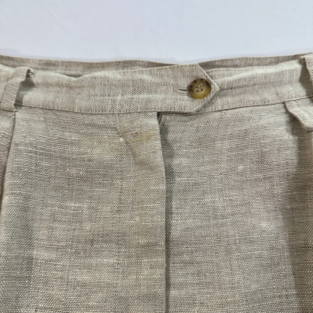 Talbots Vintage 100% Linen Midi Pencil Skirt Womens 16 Beige Lined Career Slit - Picture 6 of 8